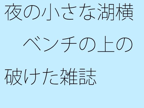 【無料】夜の小さな湖横 ベンチの上の破けた雑誌