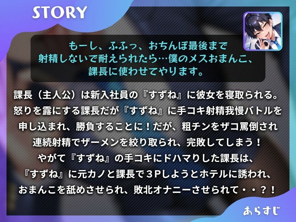 王子様な後輩社員に彼女も課長も寝取られてチームまるごとNTR〜寝取られちんぽを手コキ責めでマゾオス躾け〜【ドM向け】【KU100】